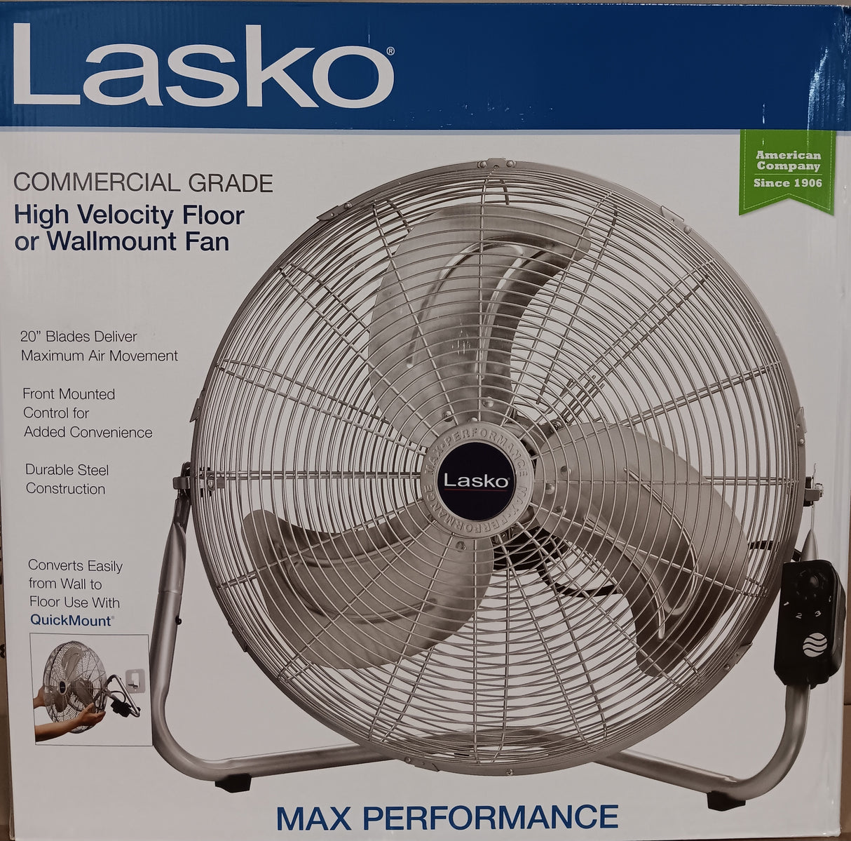 Lasko High Velocity Metal Floor Fan 20" (Commercial Grade)
