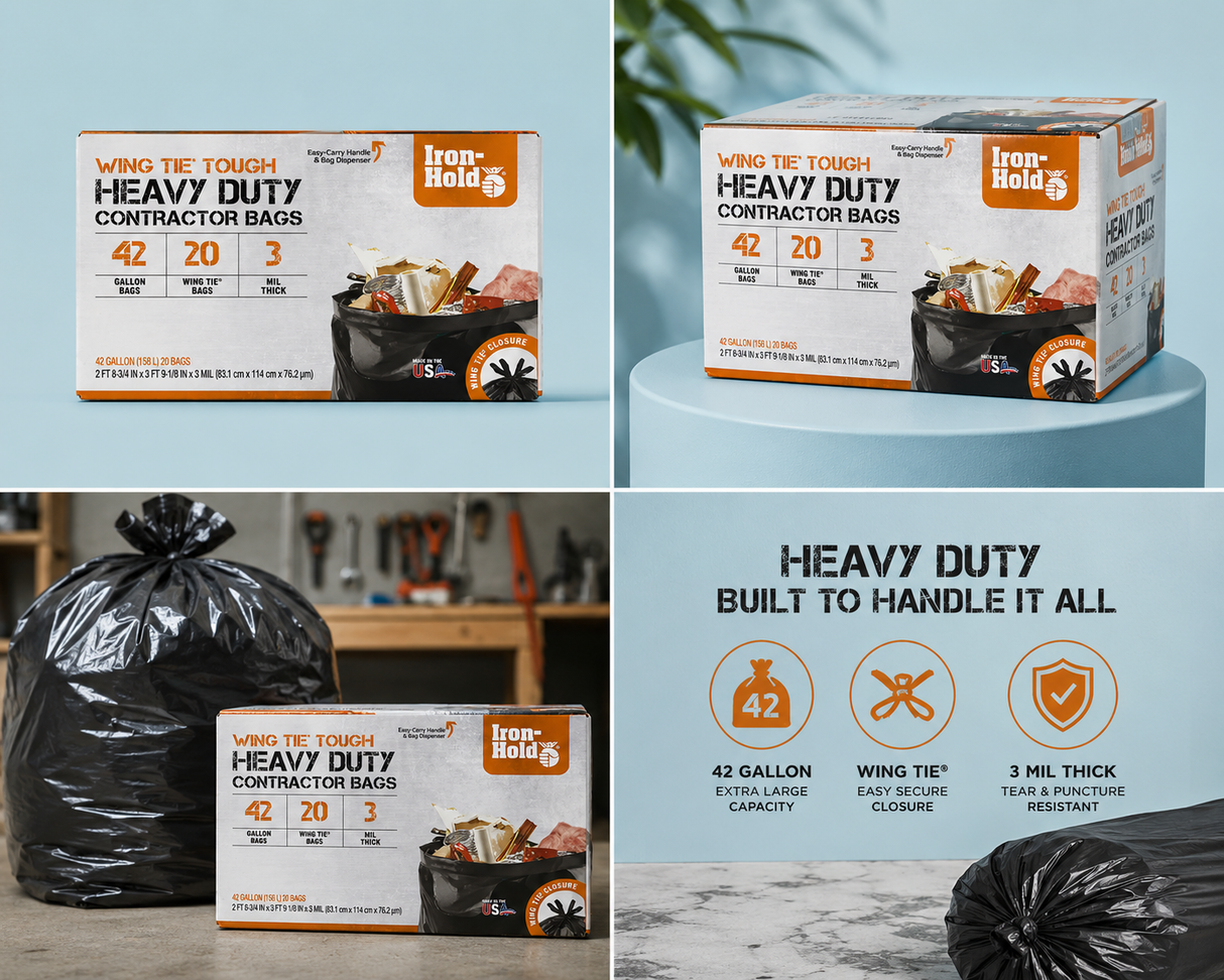 Iron Hold 42 Gallon Contractor Bags (20 per box) 3Mil
