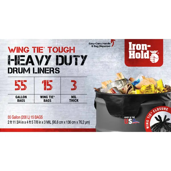 Iron Hold 55 Gallon Contractor Bags (15 per box) 3Mil Thick