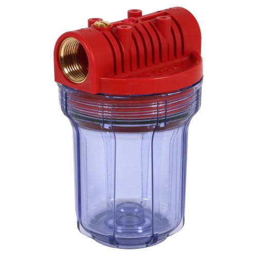 Leader FA5 Clear Filter Housing - 5in - Transparent - 1in Female Thread