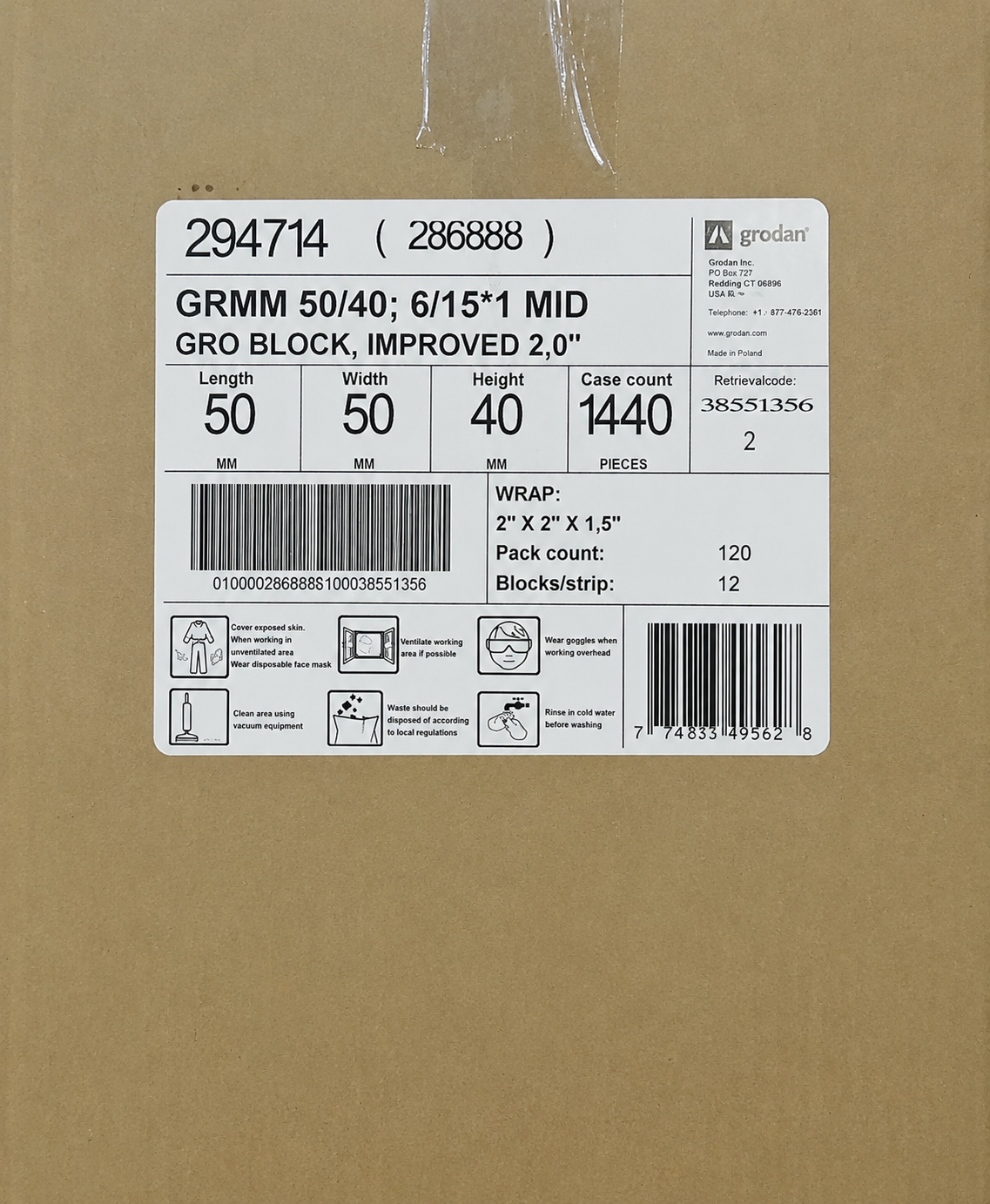 CASE Grodan 2" Mini-Block 2"X2"X1.5" 1440 ct