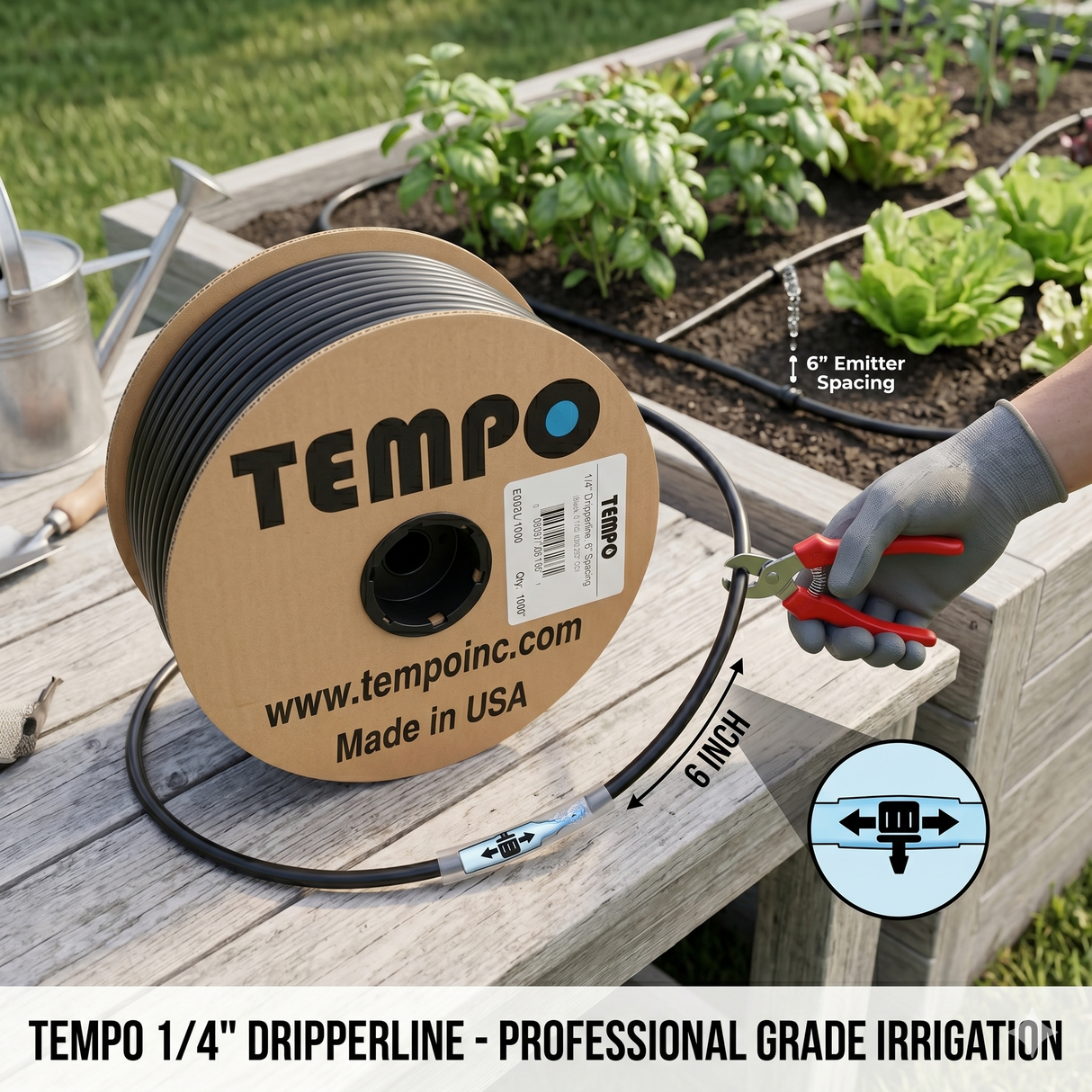 1/4" Inline Emitter 6" Spacing 1000' Roll (0.5 GPH)