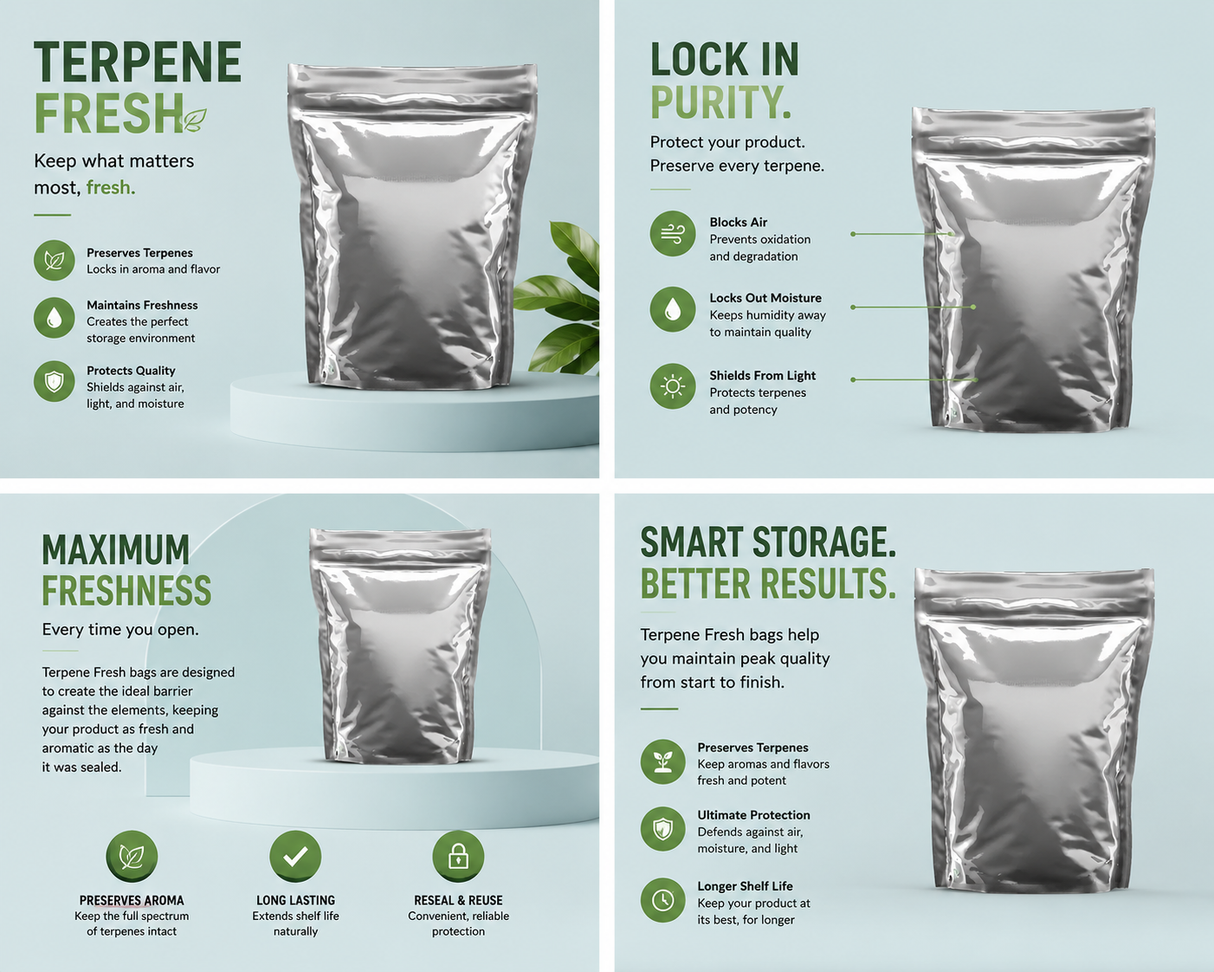 Terpene Fresh Bags 1/2Lb Silver (25ct. Box)
