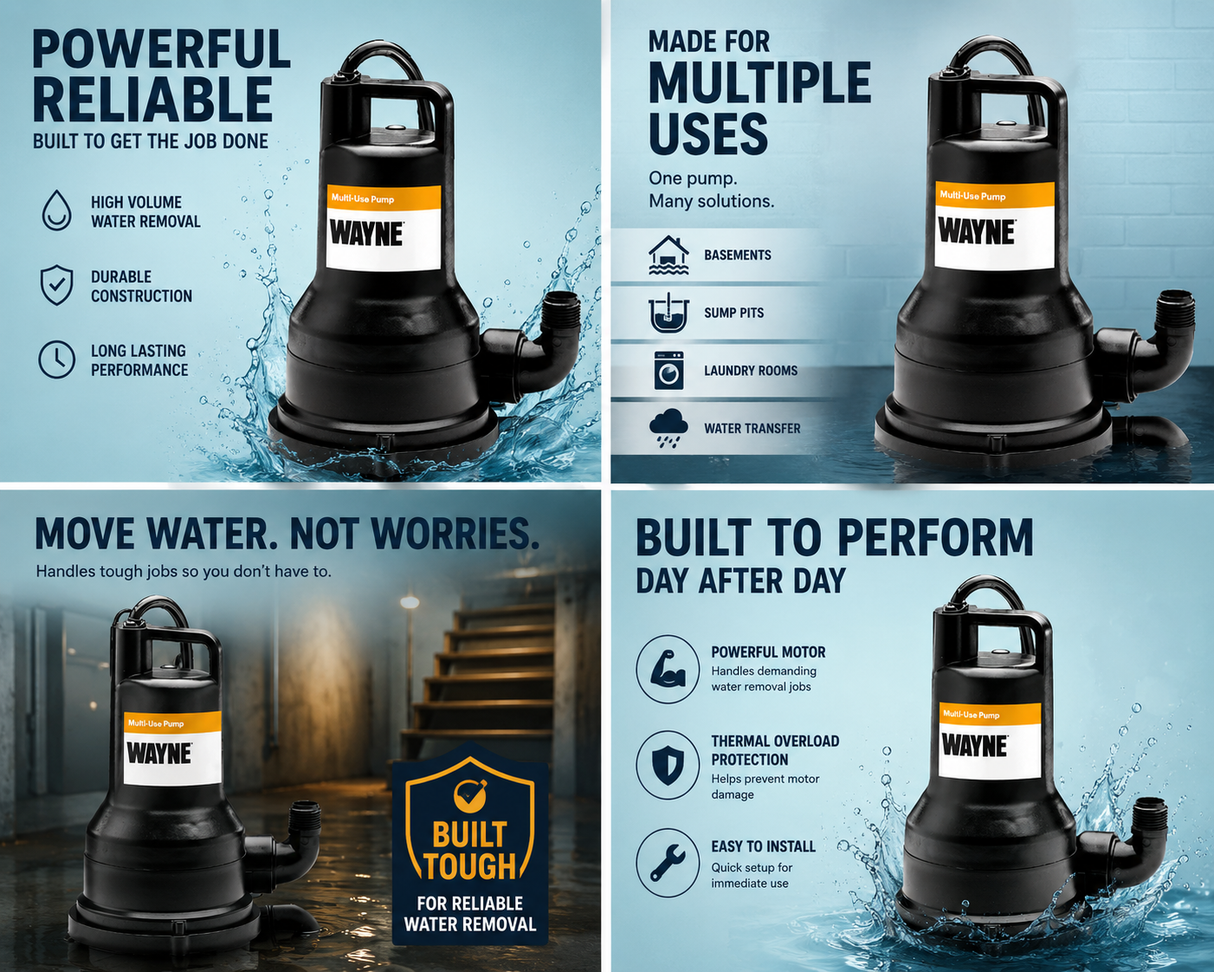 Wayne Submersible Utility Pump 1/5HP - 1,700GPH