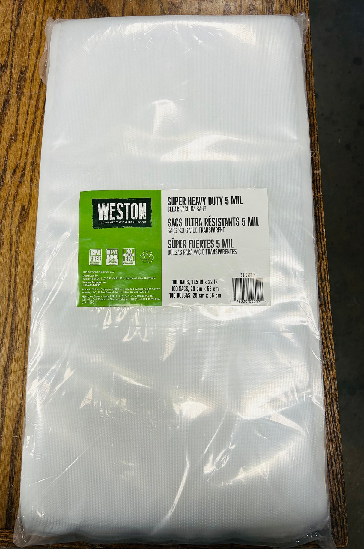 Vacuum Bag 11.5" X 22" 5 MIL CLEAR (100 pack) Weston Brands