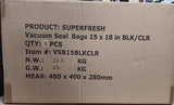 CASE Super Fresh Vacuum Bags 15 X 18 CLEAR/BLACK 100 Pack (6/case)