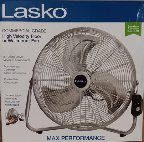 Lasko High Velocity Metal Floor Fan 20" (Commercial Grade)