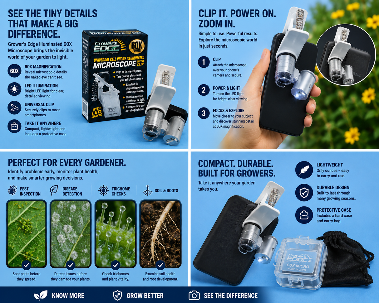 Grower's Edge Universal Cell Phone Illuminated Microscope (60x)