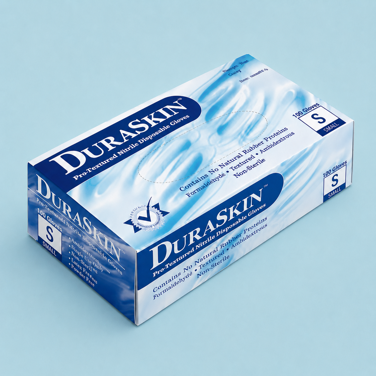 Duraskin Powder-Free Blue Nitrile Disposable Gloves SMALL (100/box) Non-Sterile