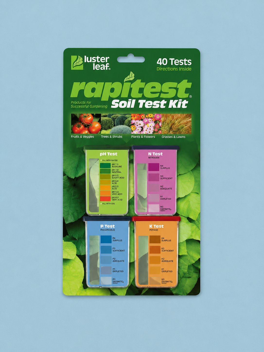 Luster Leaf Rapitest Soil Test Kit- pH, N,P,K (40 tests)
