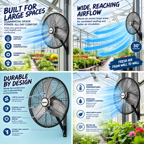 Hurricane Pro Commercial Grade Oscillating Wall Mount Fan 30"