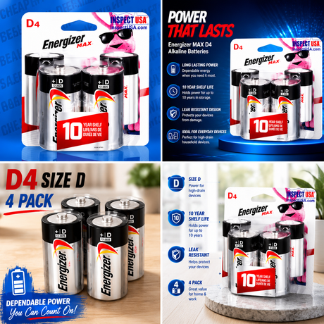 D Energizer Battery (4 Pack)
