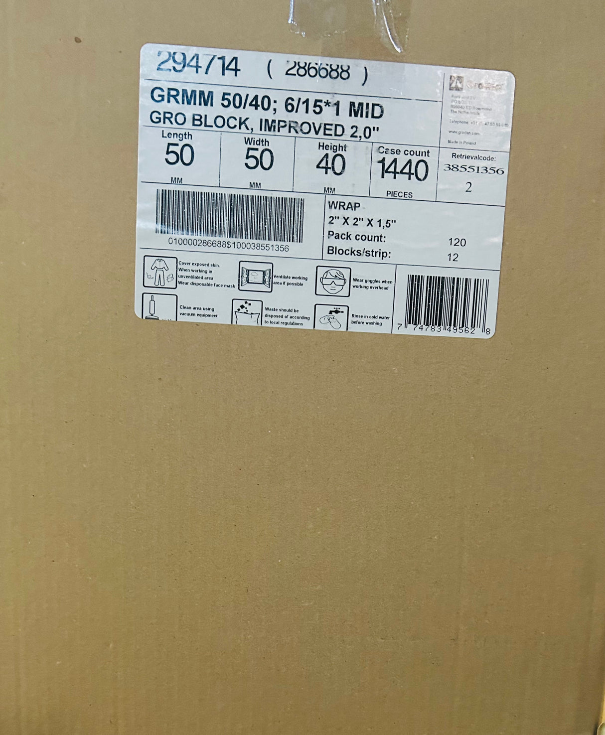 CASE Grodan 2" Mini-Block 2"X2"X1.5" 1440 ct