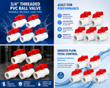 BOX 3/4" Threaded PVC Ball Valve (5/box)