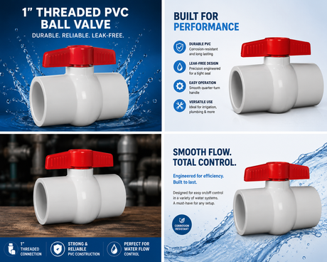 BOX 1" Threaded PVC Ball Valve (5/box)