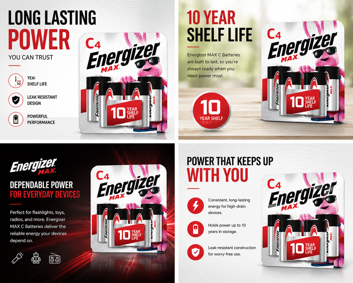 C Energizer Battery (4 Pack)