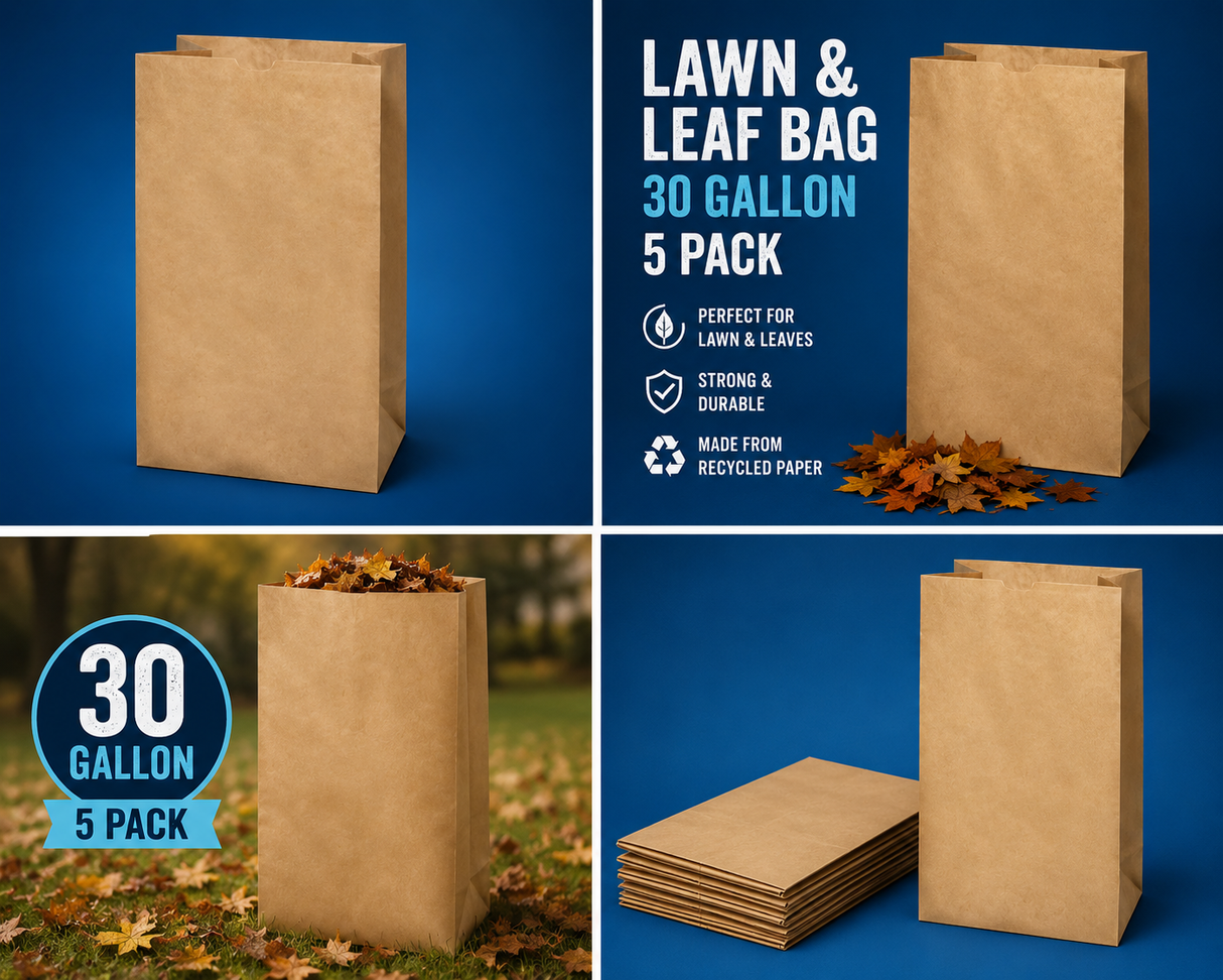 Lawn and Leaf Bag 5 PACK 30 Gal (Paper Bag)