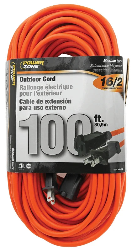 Power Zone Orange Extension Cord 100'