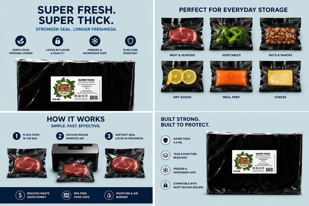 Super Fresh 11.5” x 22” Black/Clear 50 PACK