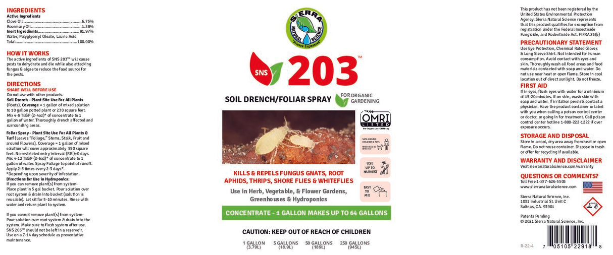 SNS 203 - Pest Soil Drench/Foliar Spray - SNS 203 – 5 GAL / 20 L