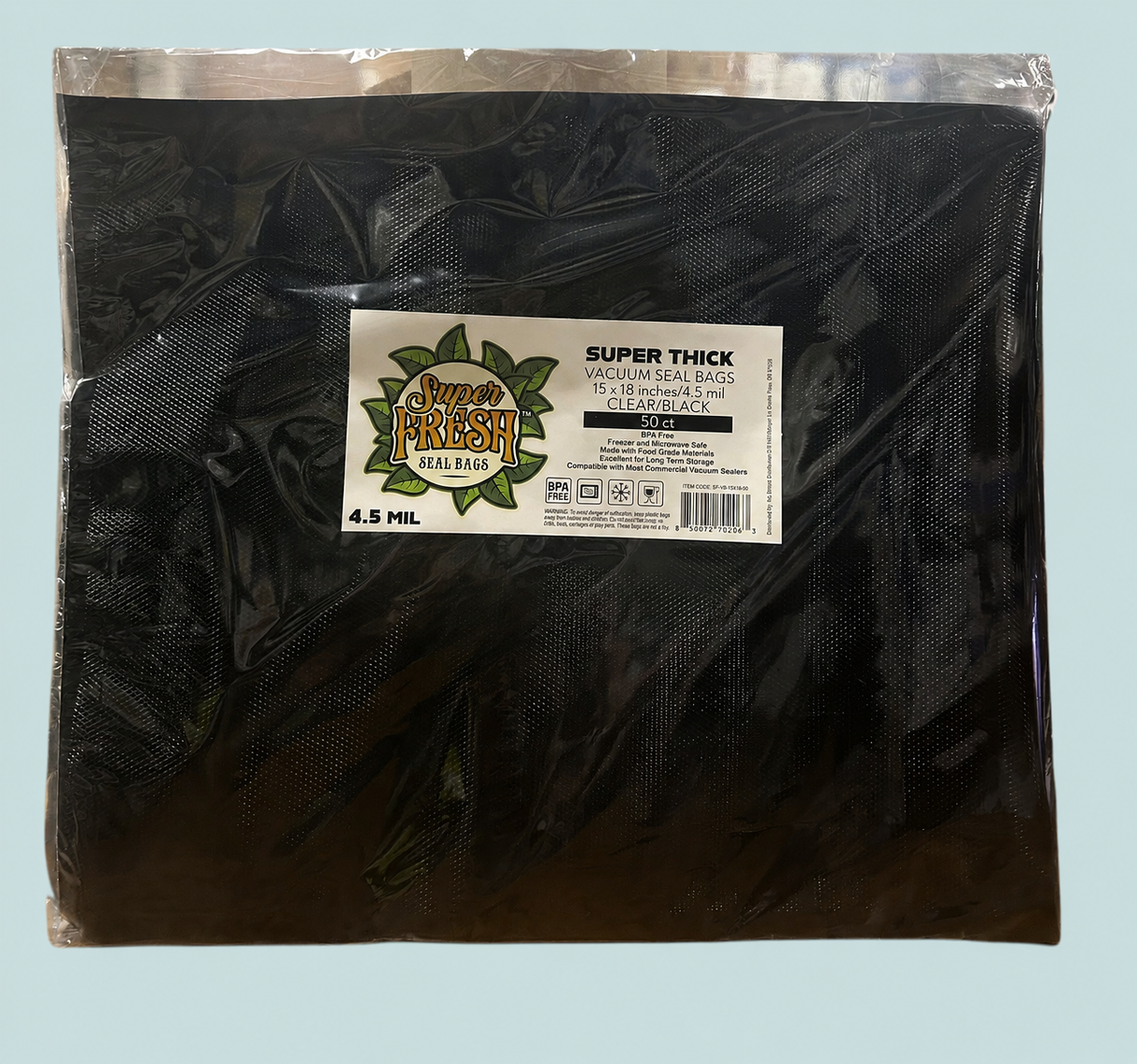 Super Fresh 15” x 18” Black/Clear 50 PACK