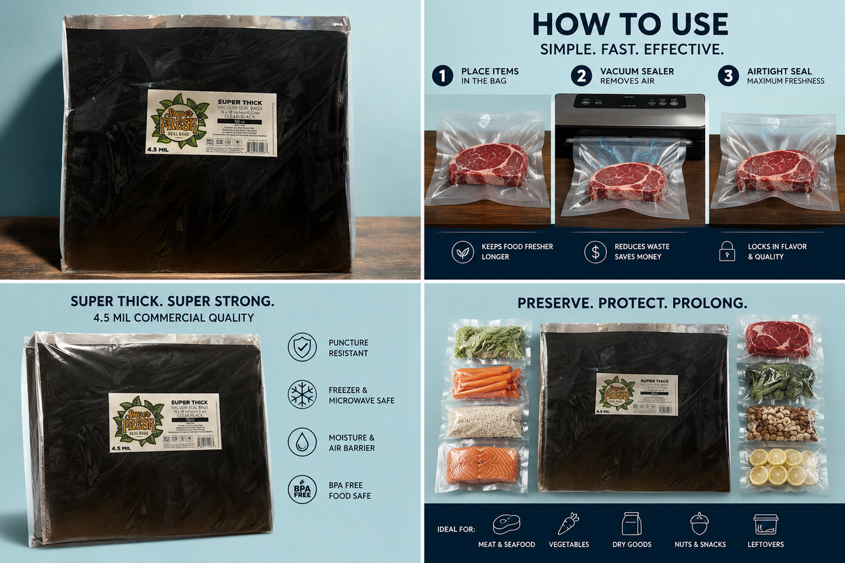 Super Fresh 15” x 18” Black/Clear 50 PACK