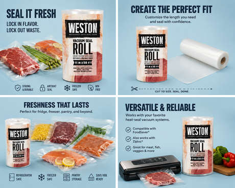 WESTON 11" X 50' CLEAR ROLL Vacuum Bag