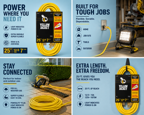 Yellow Extension Cord 25' (12/3)
